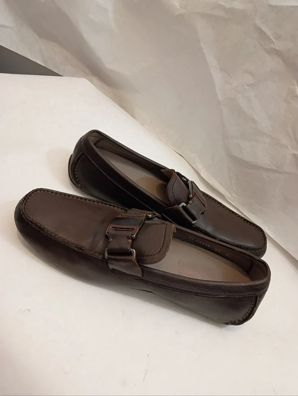 FERRAGAMO MENS Driving Loafers Big Buckle Size 8.5
